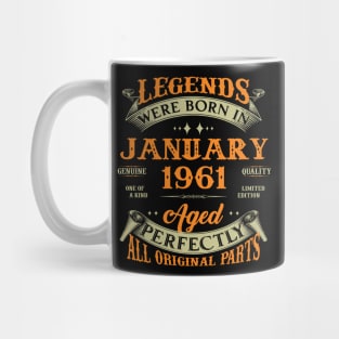 62nd Birthday Gift Legends Born In January 1961 62 Years Old Mug